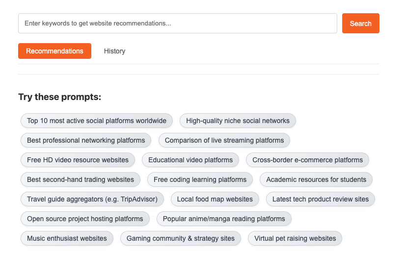 Discover the best AI resources through our intelligent recommendation engine. Get personalized website suggestions based on your needs